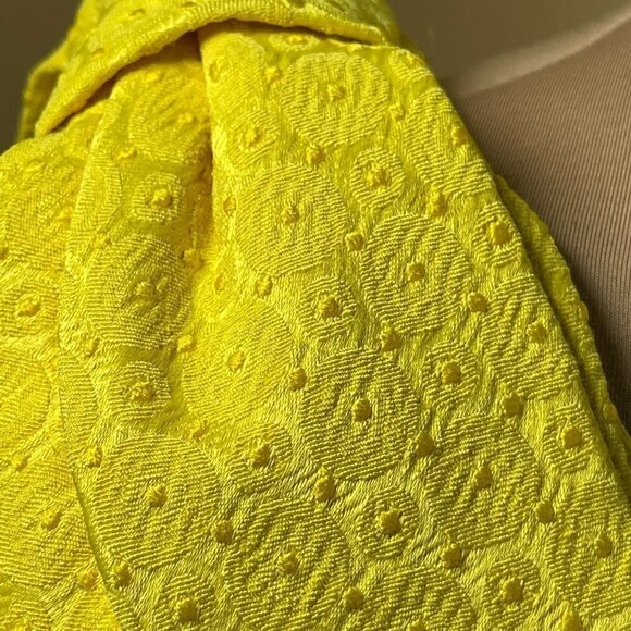 London Times Women's Sheath Dress One Shoulder Bow Bright Yellow Size 12 - Picture 6 of 8